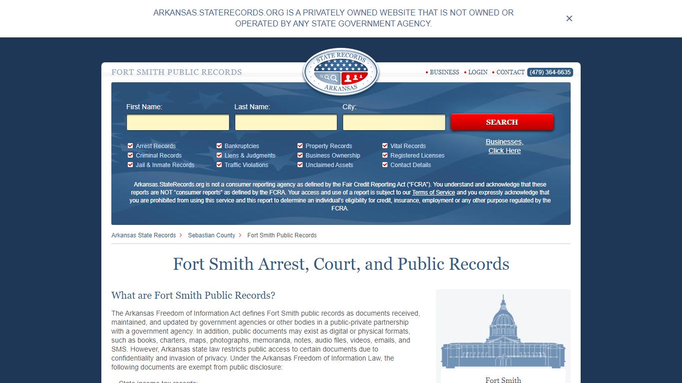 Fort Smith Arrest and Public Records | Arkansas.StateRecords.org